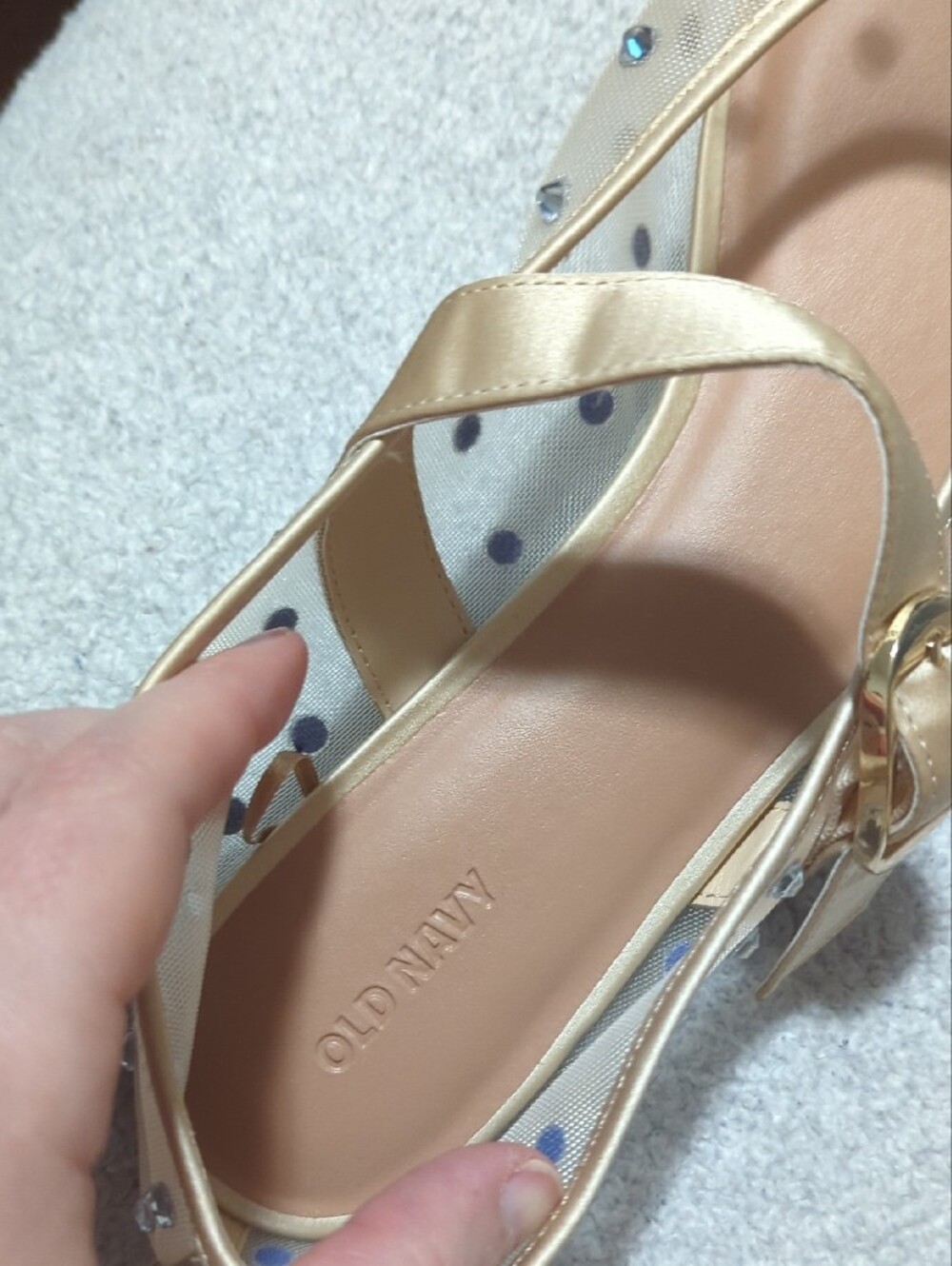 Old Navy Gold Mesh Rhinestone Mary Jane Flats - Picture 5 of 6